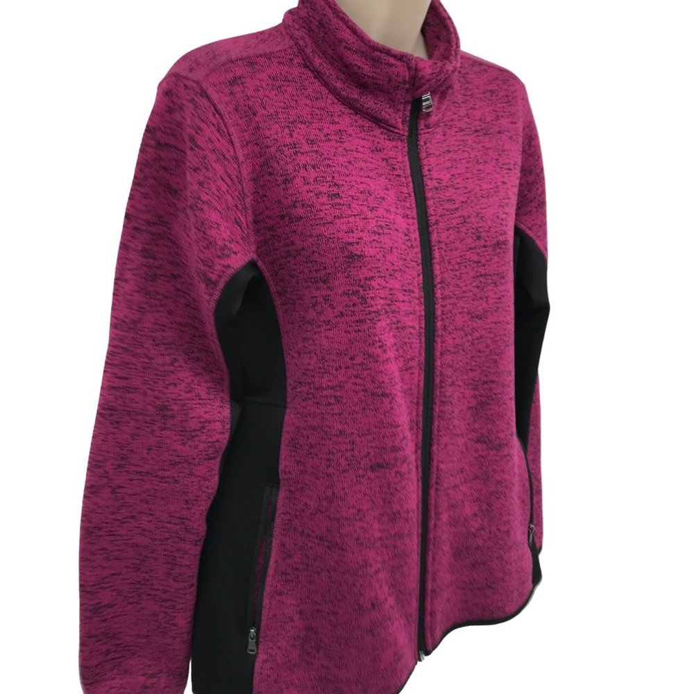 Marc New York Womens Magenta Thick Knit Zip Front Long Sleeve Jacket Size M - Picture 2 of 8